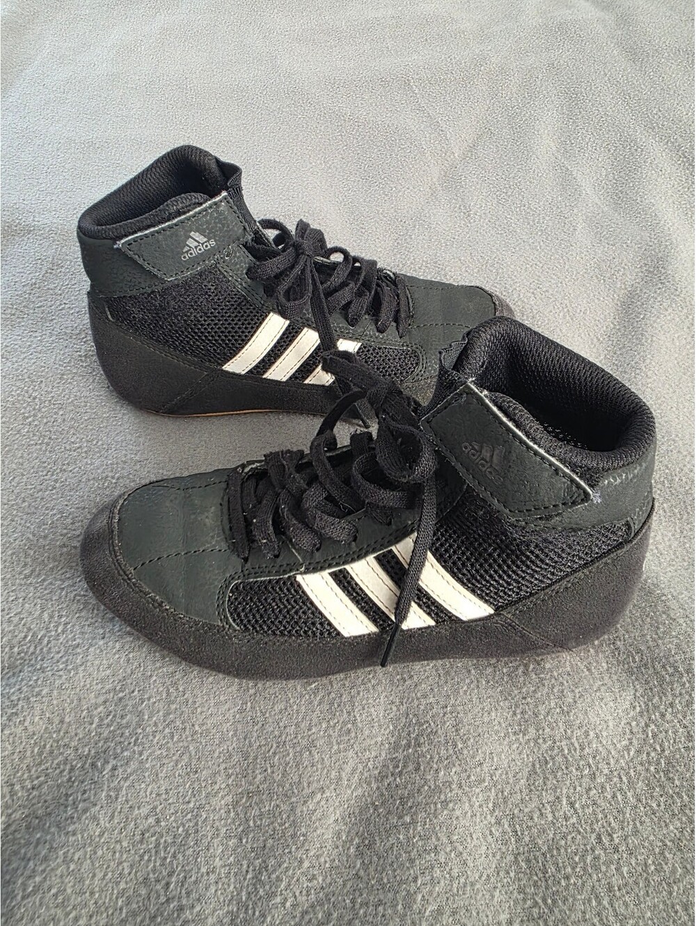 Adidas HVC 2 Youth Wrestling Shoes Black White Size 2.5 AQ3327